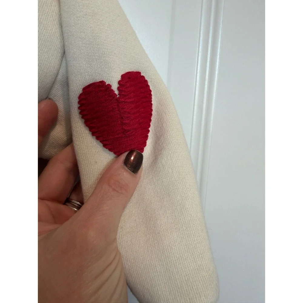 13.Zara Kids Cream Heart Applique In My Glitter Era Sweatshirt 18-24 Months 86cm